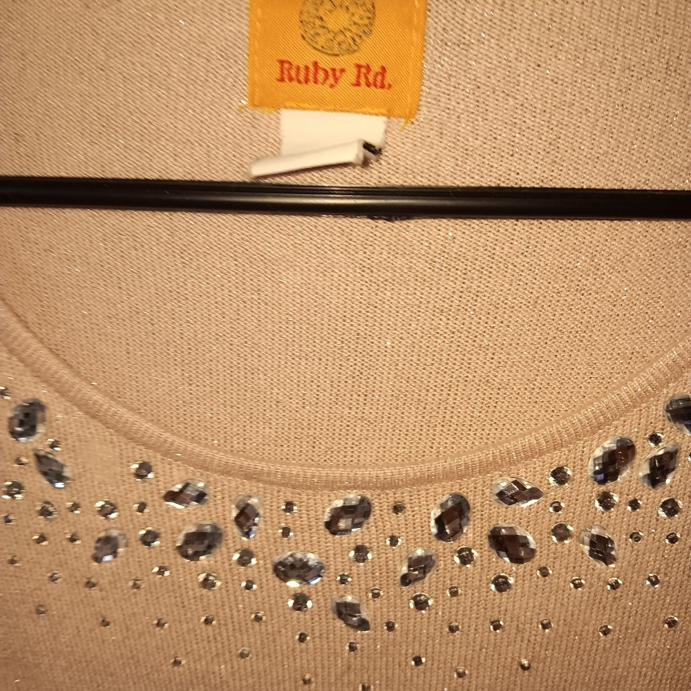 Ruby Rd. Light Pink Embellished Women's Top - Picture 2 of 5